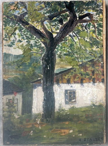 Gemälde dorf hauswand h - :gemÄlde,